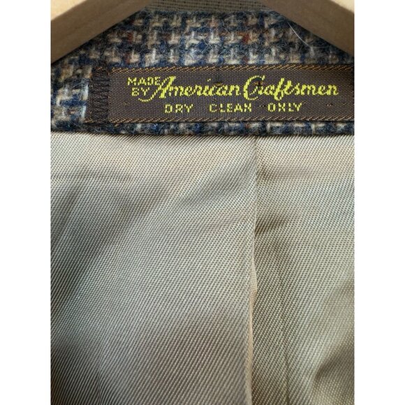 Gokeys Mens Wool Tweed Blazer Elbow Patches & Leather Buttons 42A Brown - Picture 2 of 16